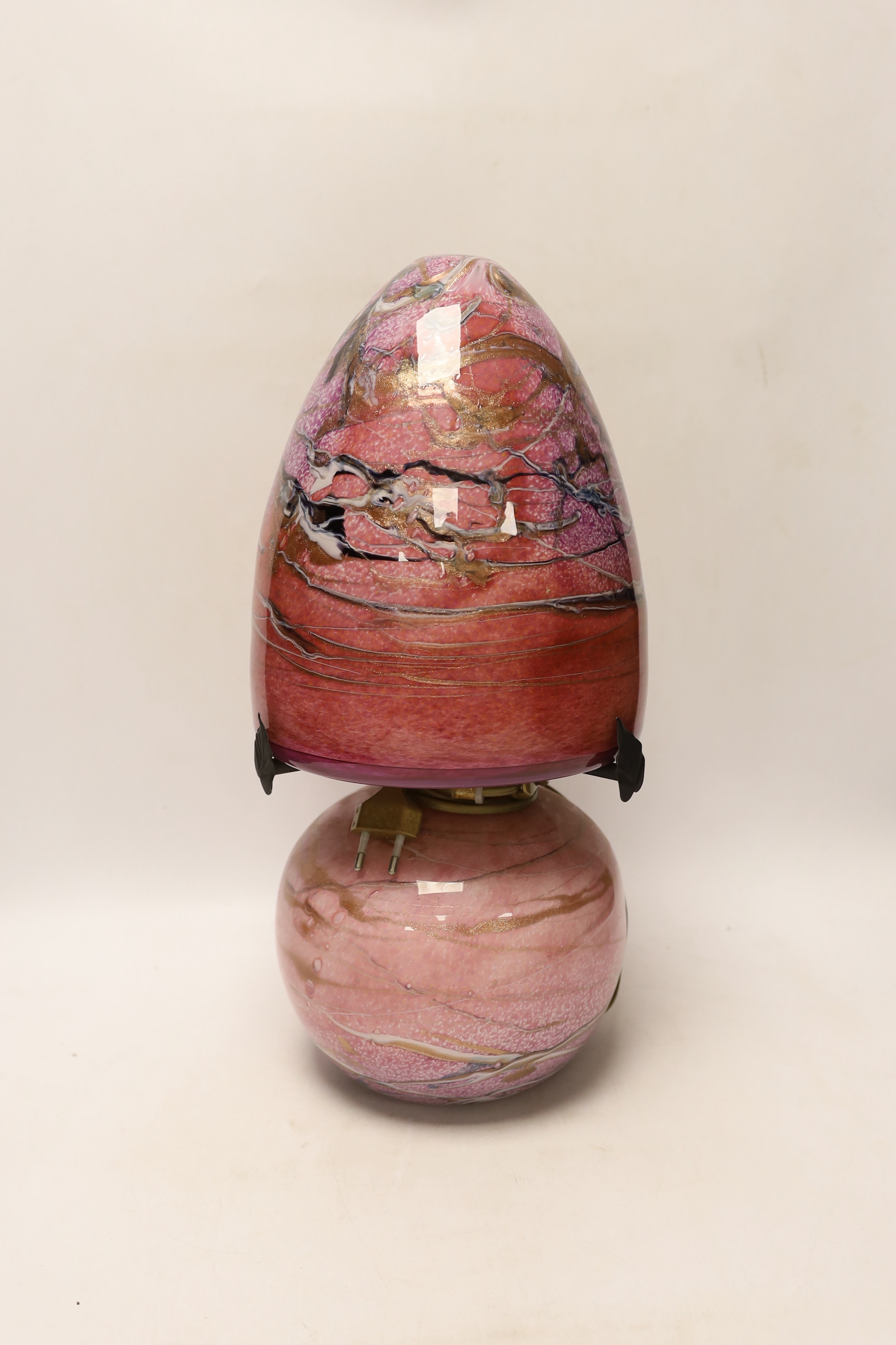 Michele Luzoror Biot glassworks, a Studio glass table lamp, 41cm